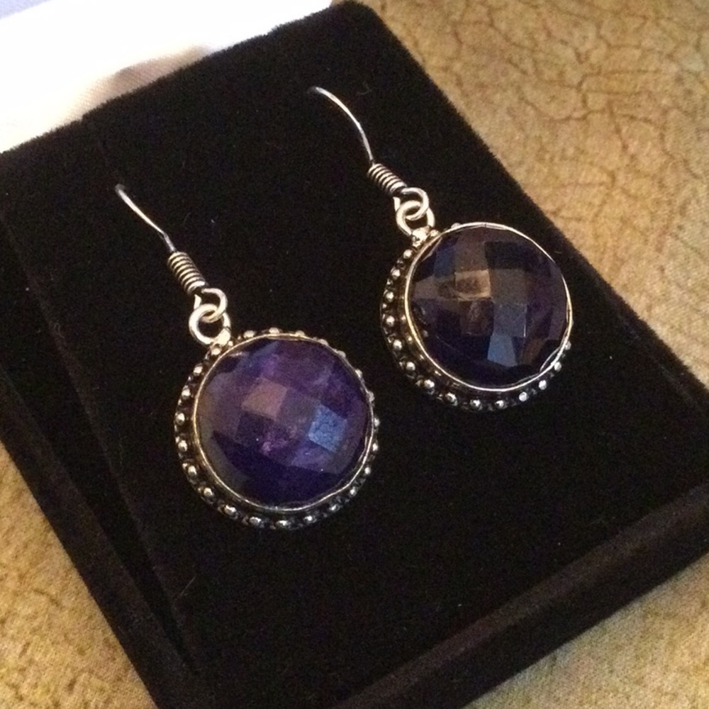 Genuine Faceted Sapphire Earrings - Picture 5 of 10